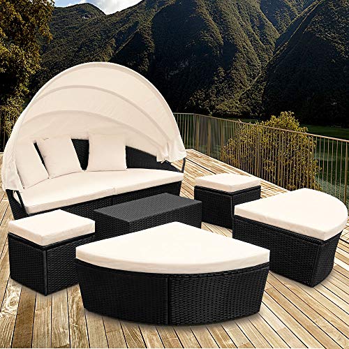 Deuba Poly Rattan Sonneninsel mit faltbarem Sonnendach - 2