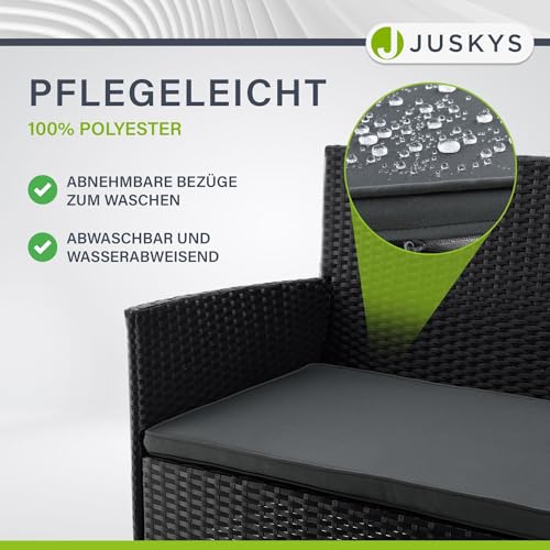 Juskys Polyrattan Sitzgruppe Fort Myers 4 Personen mit 2er Sofa, 2 Stühle, Tisch & Sitzkissen wetterfest schwarz/grau Balkonmöbel Gartenmöbel Set - 5