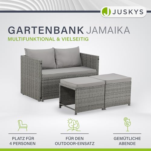 Juskys 2in1 Polyrattan Relax Gartenmöbel Set Jamaika – Tisch, Gartenlounge Sofa – Balkonmöbel Sitzgruppe für Balkon, Garten – Outdoor Lounge Grau - 2