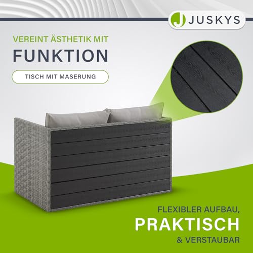 Juskys 2in1 Polyrattan Relax Gartenmöbel Set Jamaika – Tisch, Gartenlounge Sofa – Balkonmöbel Sitzgruppe für Balkon, Garten – Outdoor Lounge Grau - 4