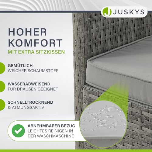 Juskys 2in1 Polyrattan Relax Gartenmöbel Set Jamaika – Tisch, Gartenlounge Sofa – Balkonmöbel Sitzgruppe für Balkon, Garten – Outdoor Lounge Grau - 6