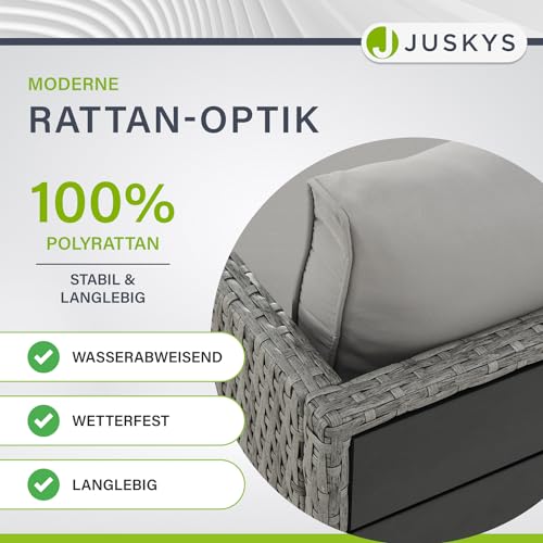 Juskys 2in1 Polyrattan Relax Gartenmöbel Set Jamaika – Tisch, Gartenlounge Sofa – Balkonmöbel Sitzgruppe für Balkon, Garten – Outdoor Lounge Grau - 7