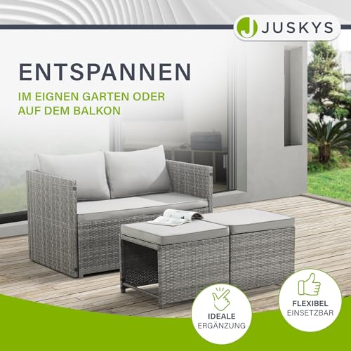 Juskys 2in1 Polyrattan Relax Gartenmöbel Set Jamaika – Tisch, Gartenlounge Sofa – Balkonmöbel Sitzgruppe für Balkon, Garten – Outdoor Lounge Grau - 8