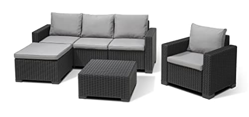 allibert by keter gartenlounge set moorea graphit cool grey 4tlg inkl sitz und rueckenkissen kunststoff runde rattanoptik lounge set