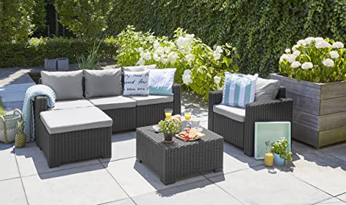 Allibert by Keter Gartenlounge Set Moorea, graphit/cool grey, 4tlg., inkl. Sitz- und Rückenkissen, Kunststoff, runde Rattanoptik, Lounge Set - 2