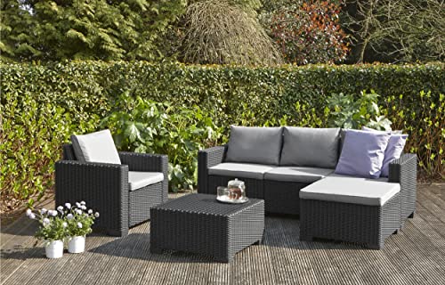 Allibert by Keter Gartenlounge Set Moorea, graphit/cool grey, 4tlg., inkl. Sitz- und Rückenkissen, Kunststoff, runde Rattanoptik, Lounge Set - 3