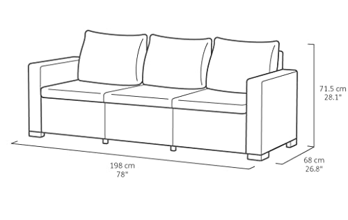 Allibert by Keter Gartenlounge Set Moorea, graphit/cool grey, 4tlg., inkl. Sitz- und Rückenkissen, Kunststoff, runde Rattanoptik, Lounge Set - 4