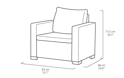 Allibert by Keter Gartenlounge Set Moorea, graphit/cool grey, 4tlg., inkl. Sitz- und Rückenkissen, Kunststoff, runde Rattanoptik, Lounge Set - 6