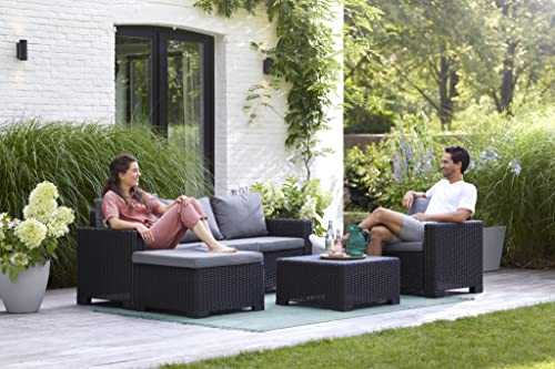 Allibert by Keter Gartenlounge Set Moorea, graphit/cool grey, 4tlg., inkl. Sitz- und Rückenkissen, Kunststoff, runde Rattanoptik, Lounge Set - 7