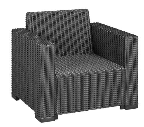 Allibert California Loungesessel Rattan-Optik in Anthrazit inkl. passendem Sitz- & Rückenkissen – für Balkon, Garten und Terrasse - 6